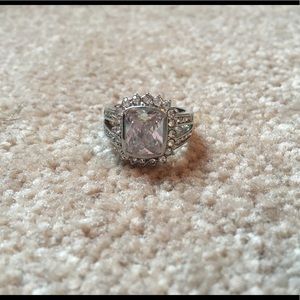 Charming Charlie silver ring with crystals size 6